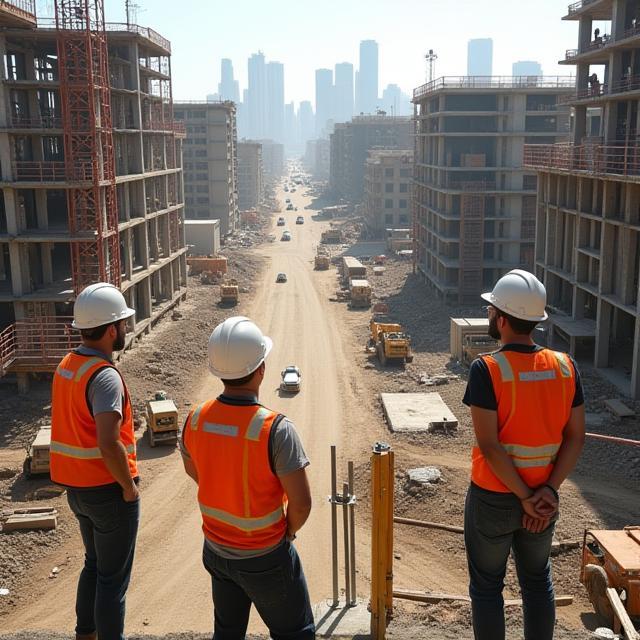 Southern Cross Construction team overseeing a Melbourne building site